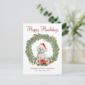 Happy Howlidays Niedlich maltesischer Hund Feiertagspostkarte (Stehend Vorderseite)