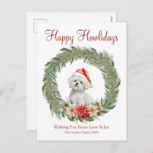 Happy Howlidays Niedlich maltesischer Hund Feiertagspostkarte (Vorne/Hinten)