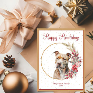 Happy Howlidays Niedlich Pitbull Dog Feiertagspostkarte