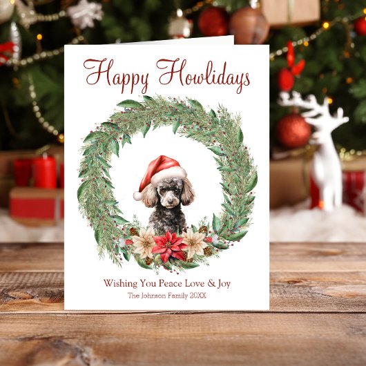 Happy Howlidays Niedlich Poodle Dog Feiertagskarte