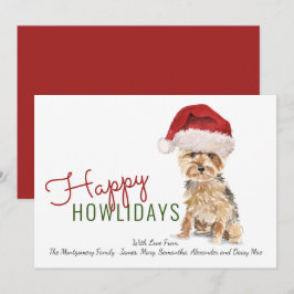 Happy Howlidays Niedlich Yorkie in Weihnachtsmannm Feiertagskarte