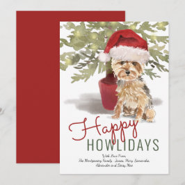 Happy Howlidays Niedlich Yorkshire Terrier Wasserc Feiertagskarte