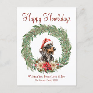 Happy Howlidays Niedliche Dackel Hund Feiertagspostkarte