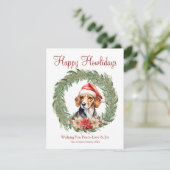 Happy Howlidays Niedlicher Beagle Hund Feiertagskarte (Stehend Vorderseite)