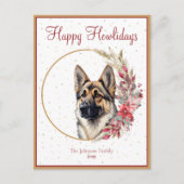 Happy Howlidays Niedlicher deutscher Schäferhund Feiertagspostkarte (Vorderseite)