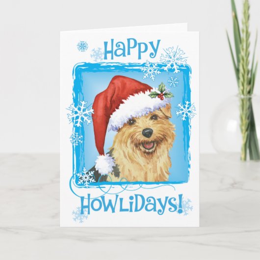 Happy Howlidays Norfolk Terrier Feiertagskarte (Vorderseite)