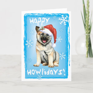 Happy Howlidays Norwegische Elkhound Ferienkarte Feiertagskarte