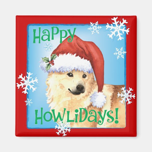 Happy Howlidays Norwegischer Buhund Magnet (Vorne)