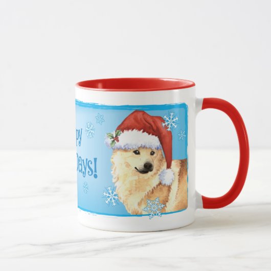 Happy Howlidays Norwegischer Buhund Tasse (Rechts)