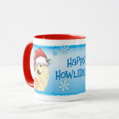 Happy Howlidays Norwegischer Buhund Tasse (Vorderseite Links)