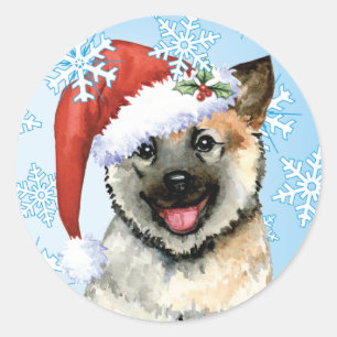 Happy Howlidays Norwegischer Elkhound Runder Aufkleber