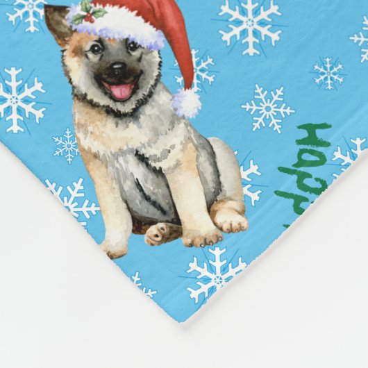 Happy Howlidays Norwegisches Elkhound Fleece Blank (Ecke)