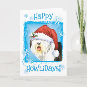 Happy Howlidays Old English Sheepdog Feiertagskarte