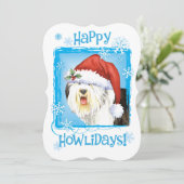 Happy Howlidays Old English Sheepdog Feiertagskarte (Stehend Vorderseite)