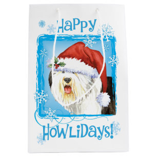 Happy Howlidays Old English Sheepdog Mittlere Geschenktüte