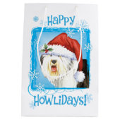 Happy Howlidays Old English Sheepdog Mittlere Geschenktüte (Rückseite)