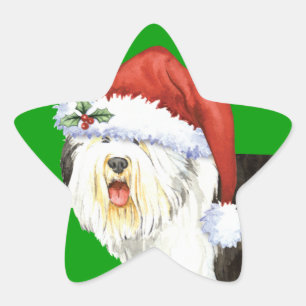 Happy Howlidays Old English Sheepdog Stern-Aufkleber