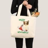 Happy Howlidays Papillon Jumbo Stoffbeutel (Vorderseite (Produkt))
