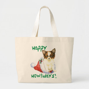 Happy Howlidays Papillon Jumbo Stoffbeutel