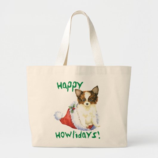 Happy Howlidays Papillon Jumbo Stoffbeutel (Vorne)