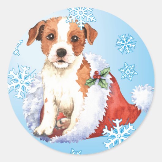 Happy Howlidays Parson Russell Terrier Runder Aufkleber (Vorderseite)