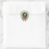 Happy Howlidays Paw Print Weihnachtskranz Foto Runder Aufkleber (Tasche)