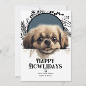 Happy Howlidays Pekinese Dog Feiertagskarte (Vorderseite)