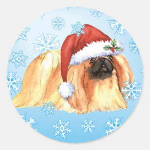 Happy Howlidays Pekingese Runder Aufkleber