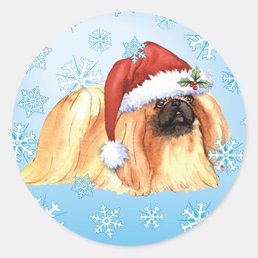 Happy Howlidays Pekingese Runder Aufkleber (Vorderseite)