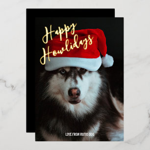 Happy Howlidays Personalisiertes Foto Folien Feiertagskarte