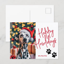 Happy Howlidays Pet Foto Weihnachten Rot Postkarte