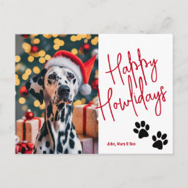 Happy Howlidays Pet Foto Weihnachten Rot Postkarte