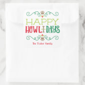 Happy Howlidays Pet Hund Festlicher Weihnachtsplat Quadratischer Aufkleber (Tasche)