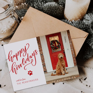 Happy Howlidays Pet Paw Holiday Hund Foto-Karte Feiertagskarte