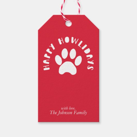 Happy Howlidays Pet PW Print Personalize Holiday Geschenkanhänger (Vorderseite)