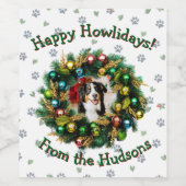 Happy Howlidays Photo Card Weinetikett (Einzelnes Label)