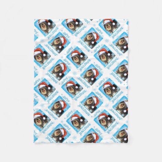 Happy Howlidays Polish Lowland Sheepdog Fleecedecke (Vorderseite)