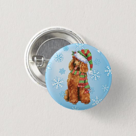Happy Howlidays Poodle Button (Vorne & Hinten)
