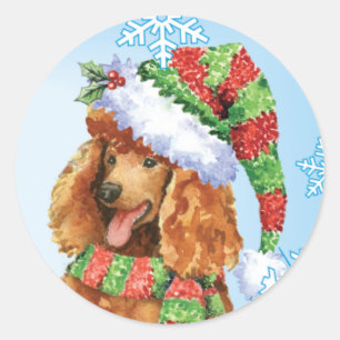 Happy Howlidays Poodle Runder Aufkleber