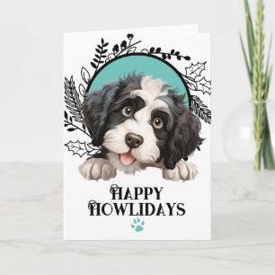 Happy Howlidays Portugiesischer Wasserhund Weihnac Feiertagskarte