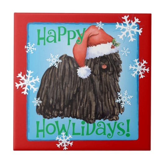 Happy Howlidays Puli Fliese (Vorderseite)