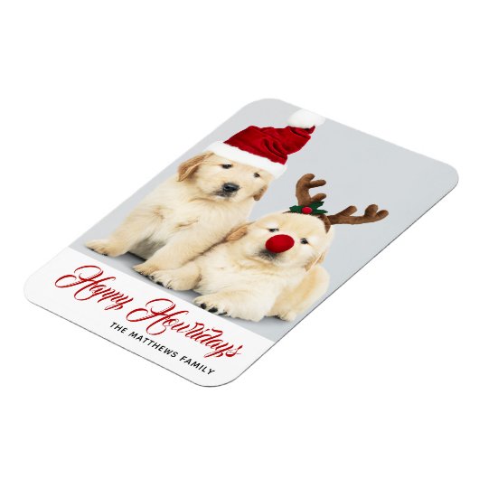 Happy Howlidays Puppy Dog Holiday Foto Weihnachten Magnet (Linke Seite)