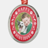 Happy Howlidays Red Custom Dog Foto Ornament Aus Metall (Links)