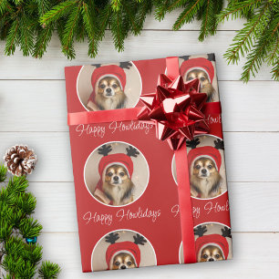 Happy Howlidays Red Dog Pet Foto Geschenkpapier