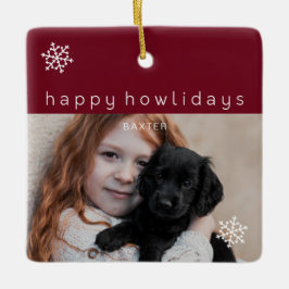 Happy Howlidays Red Foto Dog Keramikornament