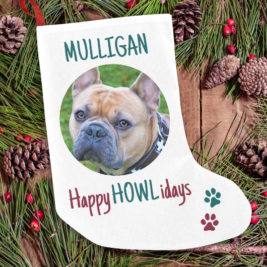 Happy HOWLidays Red Green Christmas Pet Foto Kleiner Weihnachtsstrumpf