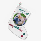 Happy HOWLidays Red Green Christmas Pet Foto Kleiner Weihnachtsstrumpf (Vorderansicht (hängend))