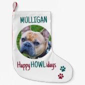 Happy HOWLidays Red Green Christmas Pet Foto Kleiner Weihnachtsstrumpf (Vorderseite)