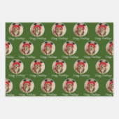 Happy Howlidays Red Green Pink Dog Pet Foto Geschenkpapier Set (Vorderseite 3)