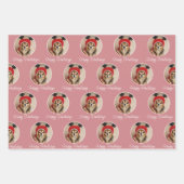Happy Howlidays Red Green Pink Dog Pet Foto Geschenkpapier Set (Vorderseite 2)